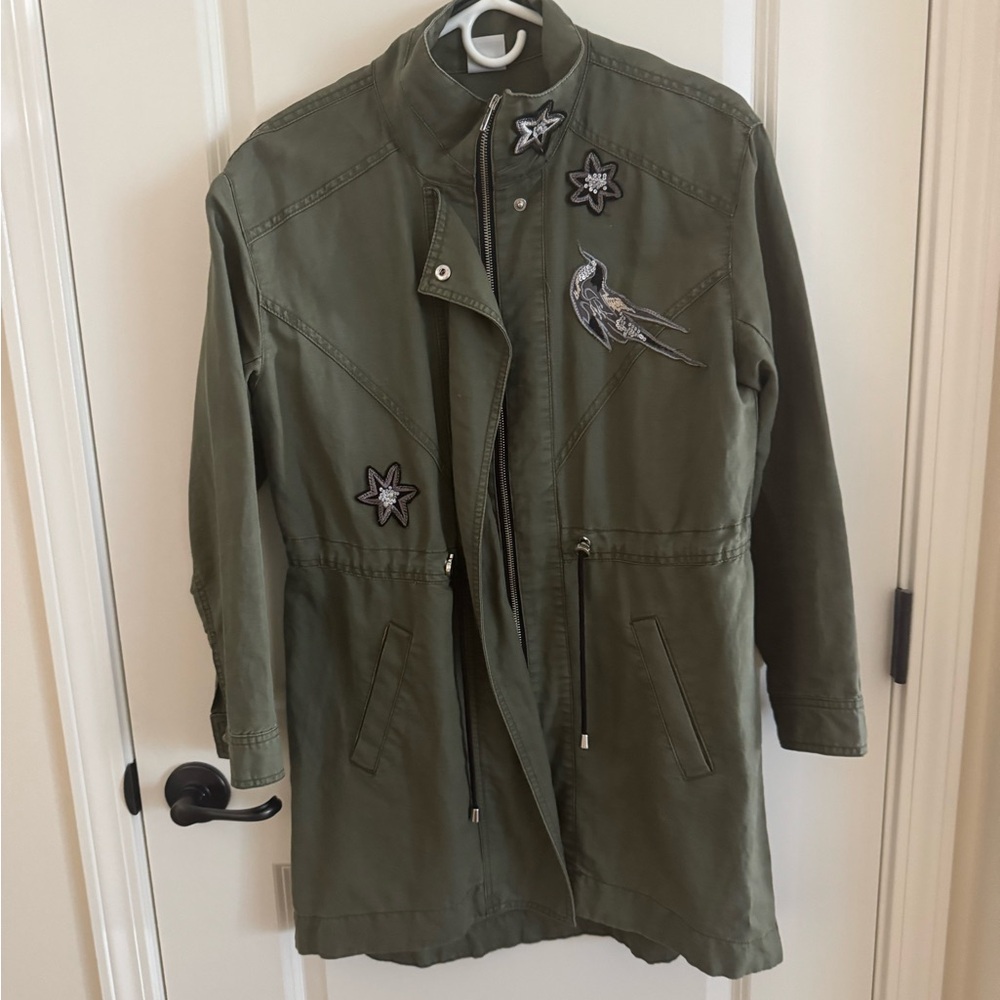 Olive Green Embroidered Jacket